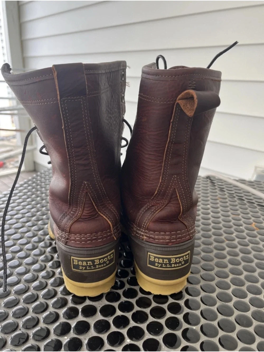 L.L. Bean Women's burnt red, raw leather, Rubber Shearling-Lined Duck Boots 7